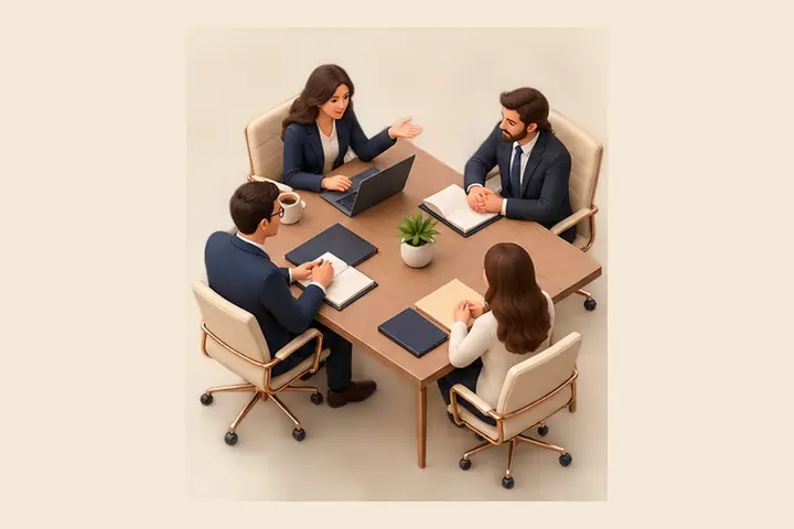 Ilustração de uma reunião profissional
